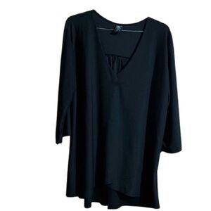 #486 Win Win Lildy Crossover Hem Tunic L-XL blouse Black